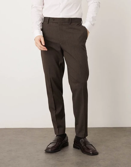 Мужские брюки ASOS Design в коричневую полоску