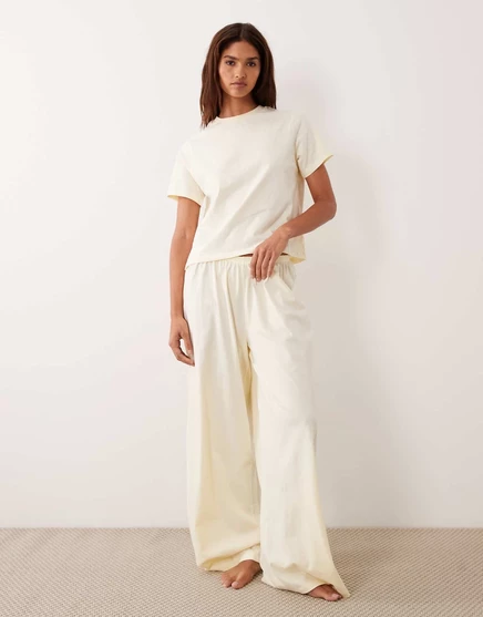 Женские хлопковые пижамные брюки ASOS Design, кремовые