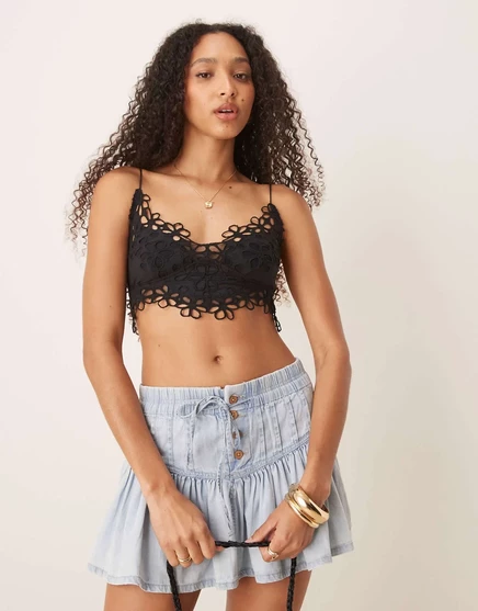 Бюстгальтер Free People asteria lacey черного цвета black