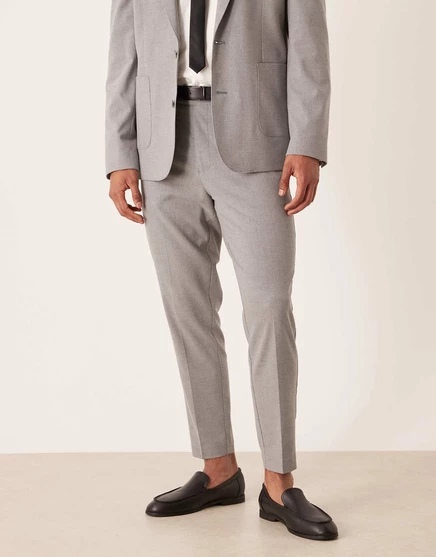 Зауженные костюмные брюки ASOS DESIGN серого цвета в щенячью клетку gray