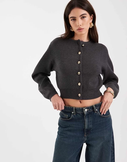 Женский кардиган River Island с объёмными рукавами, серый
