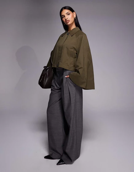 Женская куртка River Island Barn с рукавами «летучая мышь», темно-хаки