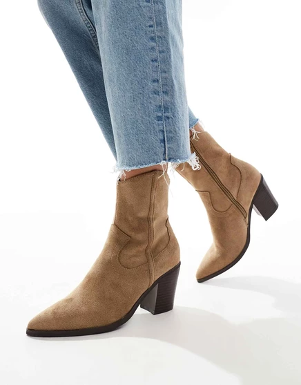 Сапоги ASOS DESIGN Rational в стиле вестерн на каблуке серо-коричневые taupe