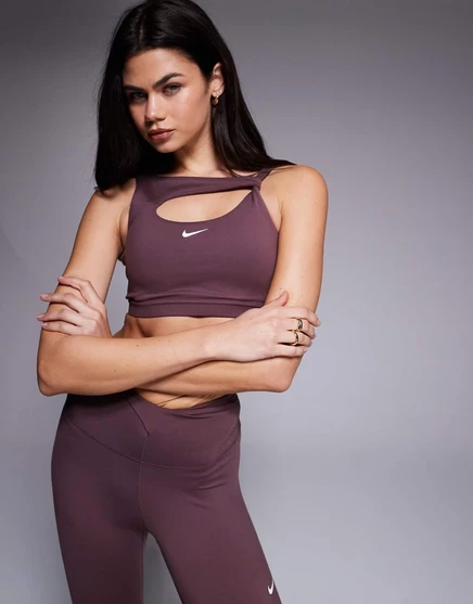 Женский топ Nike One Capsule с завязкой, коричневый