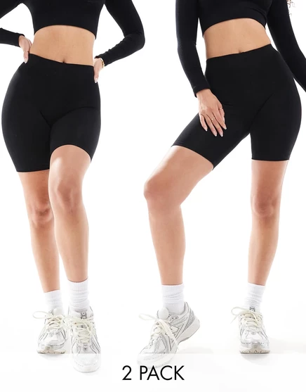 Черные базовые шорты-леггинсы из двух пар ASOS DESIGN Hourglass black