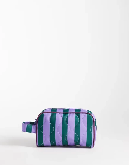 Косметичка ASOS Design стеганая средняя, зелено-фиолетовая