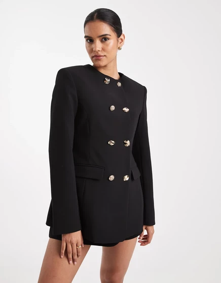 Женский блейзер ASOS Design с высоким воротом, черный