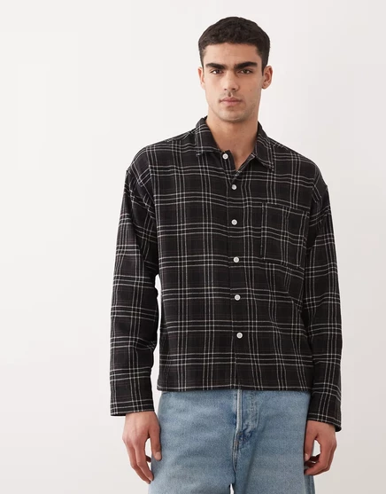 Мужская клетчатая рубашка Jack & Jones, черная