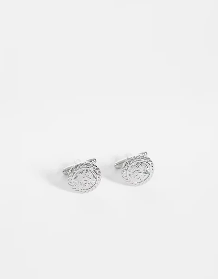 Мужские запонки ASOS Design Chariot монета, серебристые