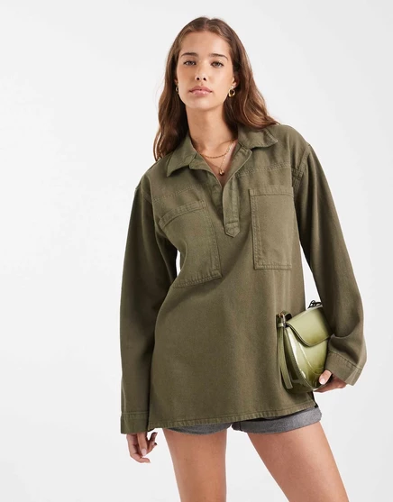  Джинсовый топ-регби ASOS DESIGN цвета хаки khaki