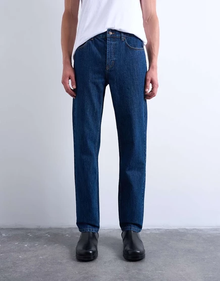 Жесткие прямые джинсы Topman темно-синего цвета dark wash blue