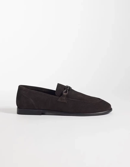 Мужские лоферы ASOS Design slim с узлом, замша, коричневые