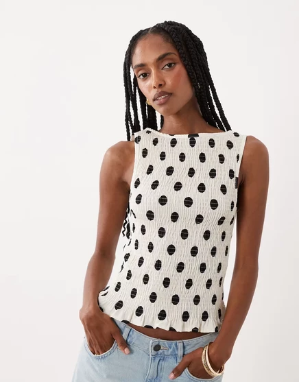 Женская майка ASOS Design под лен со сборкой, в горох