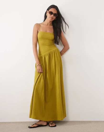 Женское миди-платье ASOS Design асимметричное, оливковое