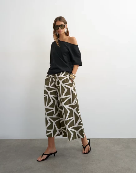 Брюки-кюлоты Topshop абстрактного зеленого цвета