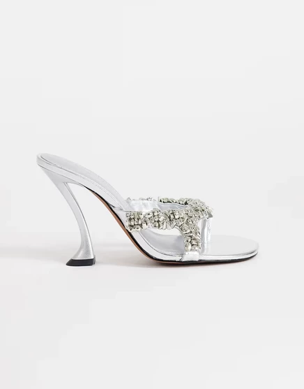 Женские мюли TopShop Natasha на каблуке, серебристые