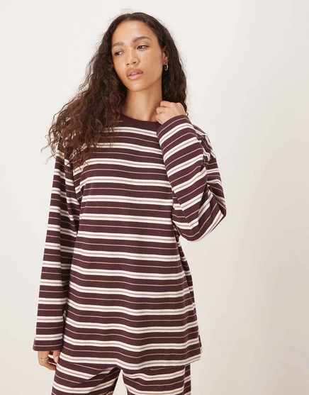 Топ с широкими рукавами и текстурой ASOS DESIGN в шоколадно-кремовую полоску - часть комплекта chocolate & cream stripe