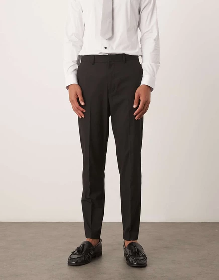 Дизайнерские зауженные костюмные брюки ASOS черного цвета black