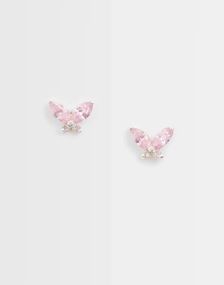 Серьги-гвоздики Kingsley Ryan pink gemset butter fly из чистого серебра