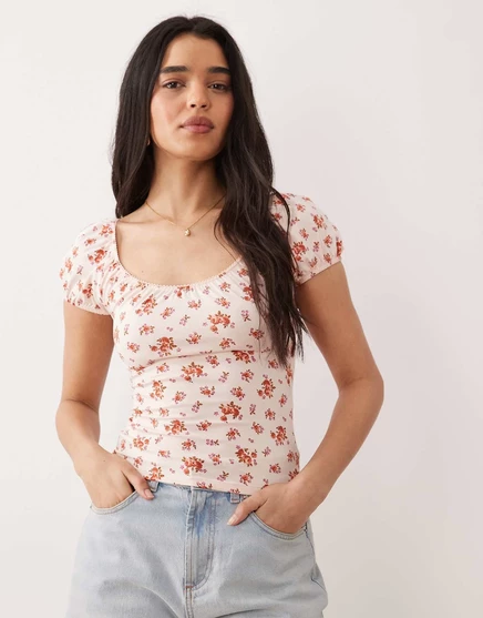 Женский топ Miss Selfridge с цветочным узором, розовый