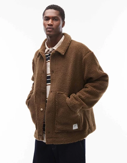 ДИЗАЙНЕРСКАЯ куртка borg Harrington оверсайз от ASOS зеленого цвета desert palm