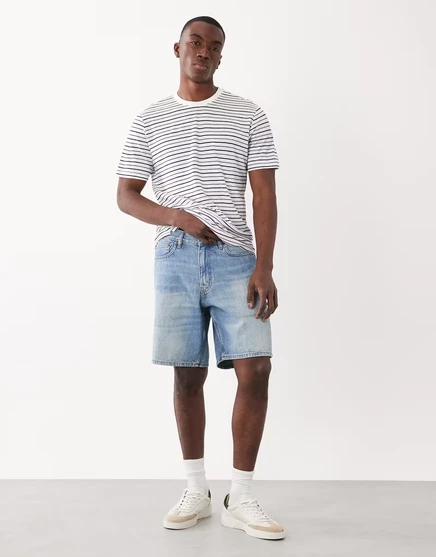 Мужские джинсовые шорты Mango relaxed fit, светло-голубые