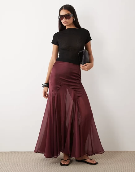 Юбка-рыбий хвост из атласа и шифона ASOS DESIGN сливово-сливового цвета