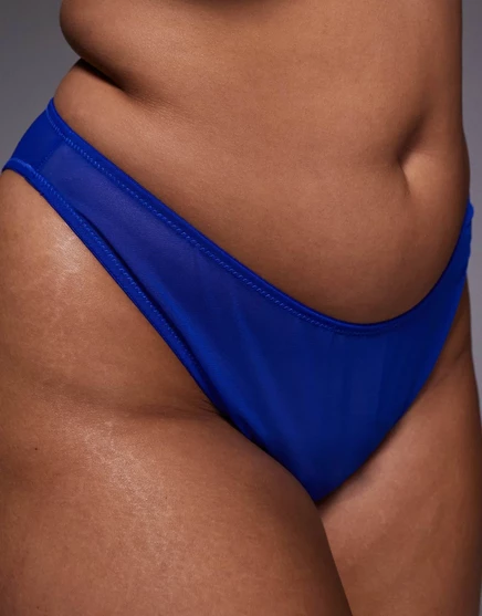 Бразильские трусы ASOS DESIGN Curve Tammy mesh с высокой посадкой в кобальтовом цвете cobalt