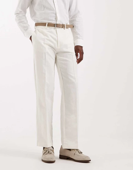 Элегантные льняные брюки прямого кроя от ASOS DESIGN белого цвета
