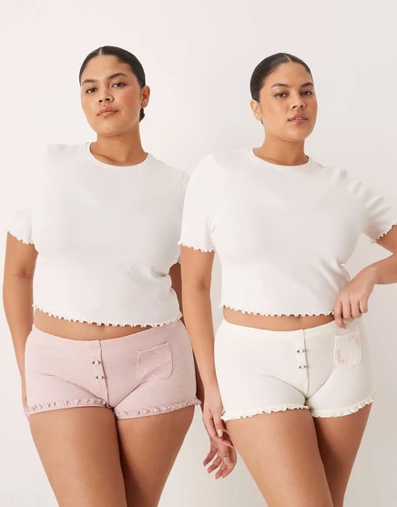 Вафельные боксы ASOS DESIGN Curve из 2 упаковок с кармашками и отделкой в виде бутонов роз пыльно-розового и кремового цветов multi