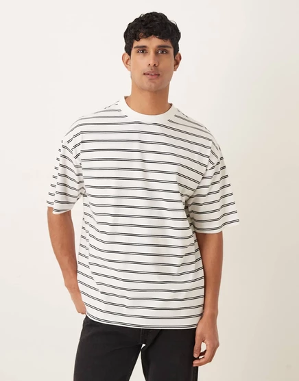 Мужская футболка ASOS Design оверсайз, молочно-белая/черная