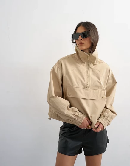 Женская куртка topshop на молнии с карманами, песочно-бежевая