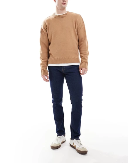 Джинсы Jack &Jones Glenn зауженного кроя темно-синего цвета с эффектом стирки  blue denim