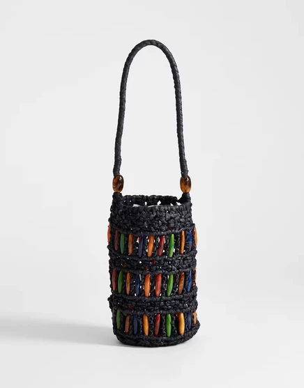 Сумка-захват Topshop Harley raffia с бусинами черного и мульти-черного цвета