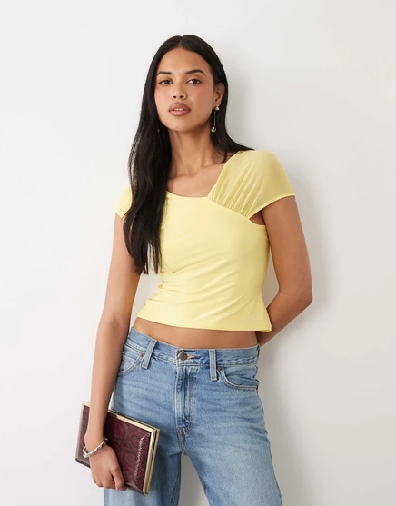 Женский струящийся топ ASOS Design с сетчатым плечом, желтый