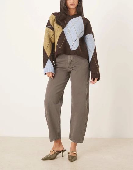ДИЗАЙНЕРСКИЕ узкие джинсы-бочкообразки ASOS серого цвета gray