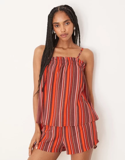 Облегающий топ-трапеция ASOS DESIGN в темно-бордовую полоску maroon stripe