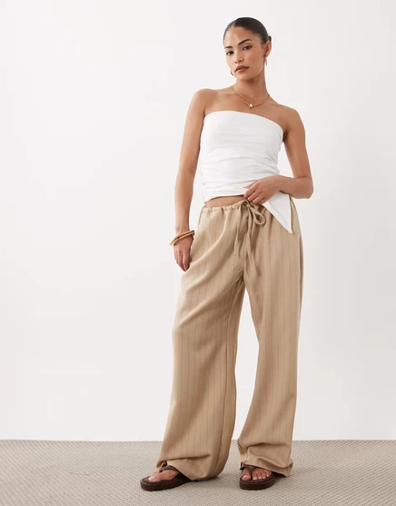 Женские брюки Miss Selfridge Petite, полоска, бежевые