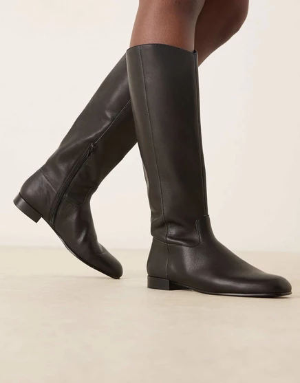 Классические кожаные ботинки Mango черного цвета black