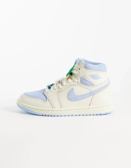 Высокие кроссовки Nike Air Jordan 1 в стиле ретро бежевого и светло-голубого цветов