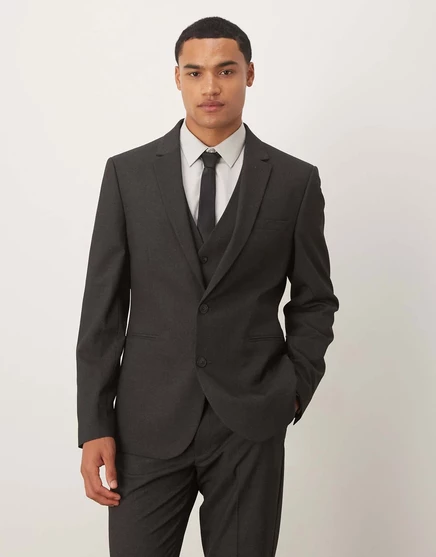 Приталенный пиджак от ASOS DESIGN серого цвета gray