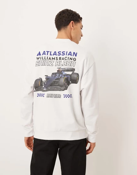 ДИЗАЙН ASOS в непринужденном стиле с принтом Williams racing белого цвета white
