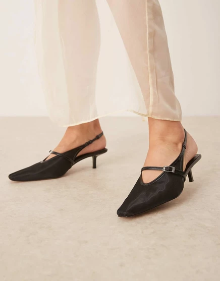 Квадратные туфли Mango с пряжкой черного цвета black