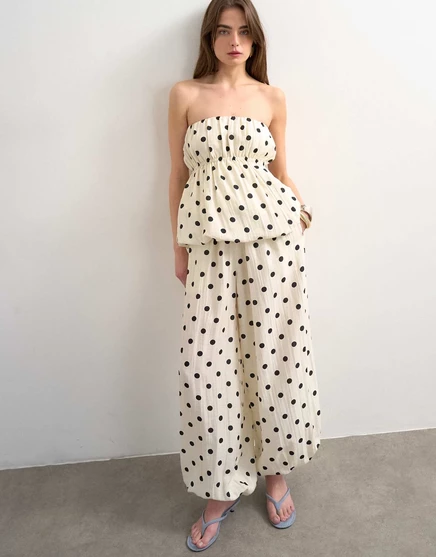 Брюки-баллоны Topshop в горошек белого цвета - часть комплекта white