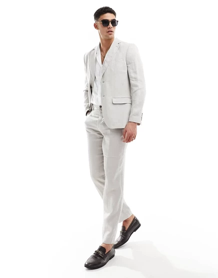 Бежевый костюмный пиджак из льняной смеси Selected Homme sand