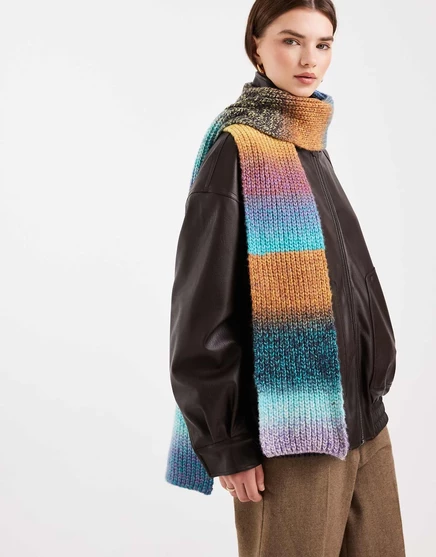 Многоцветный узкий шарф из крученой полушерстяной смеси ASOS DESIGN multi