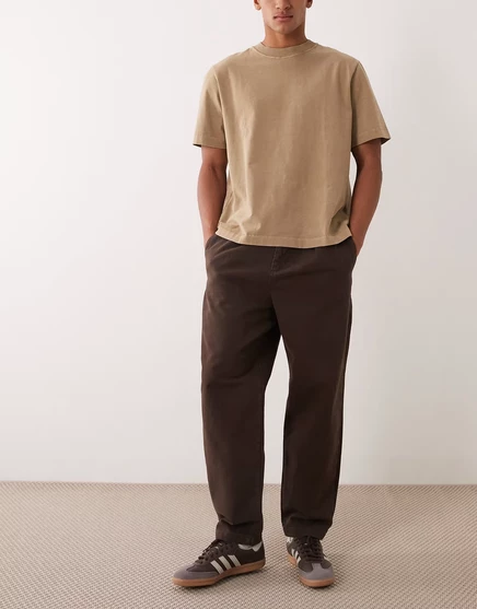 Мужские брюки ASOS Design с защипами, коричневые