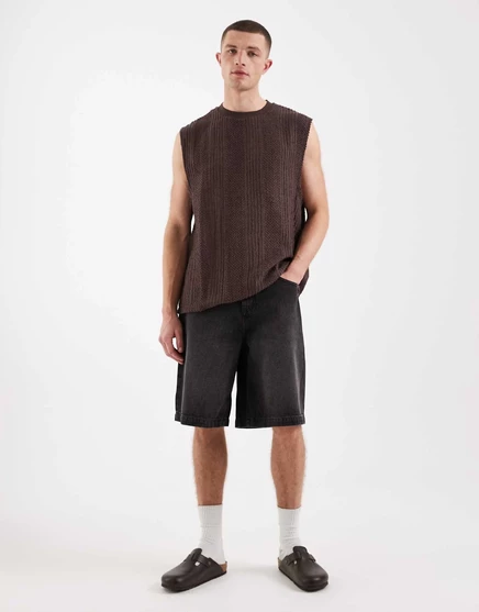 Мужские джорты-бермуды ASOS Design, потёртый чёрный