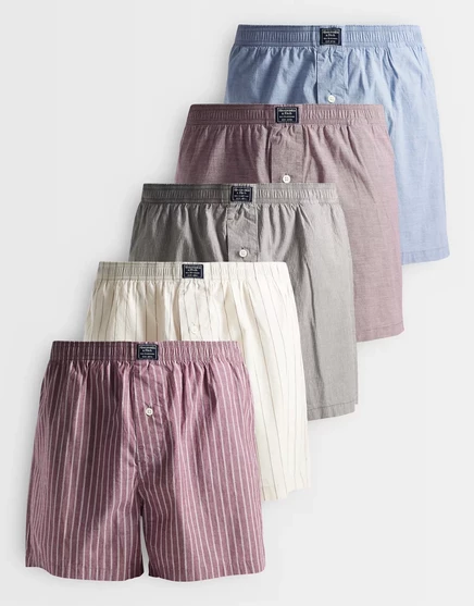 Abercrombie &amp Fitch 5 pack boxer briefs in neutral plaid multi