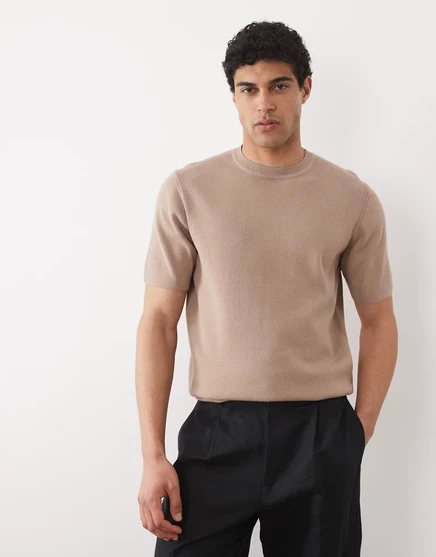 Мужская футболка ASOS Design в рубчик, серо-коричневая